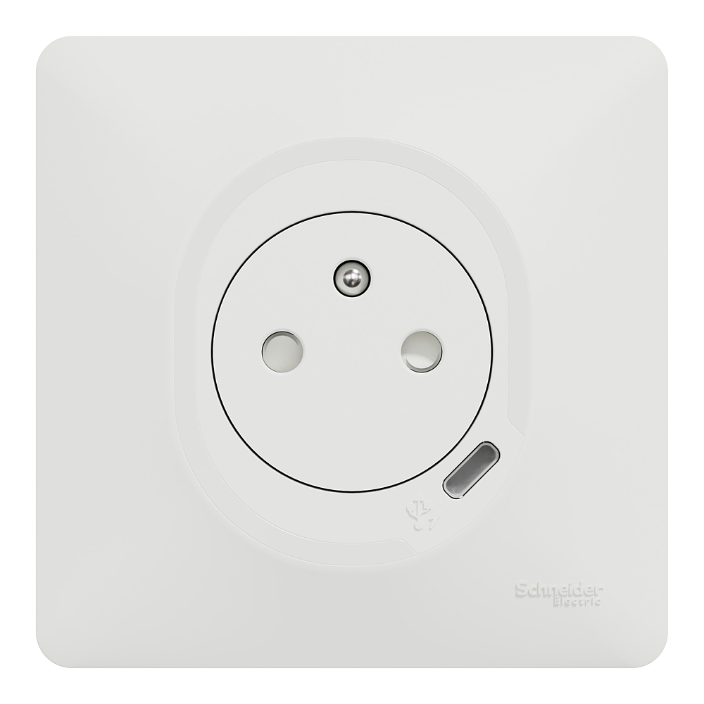 Combi 2P+T affl + USB-C Blanc